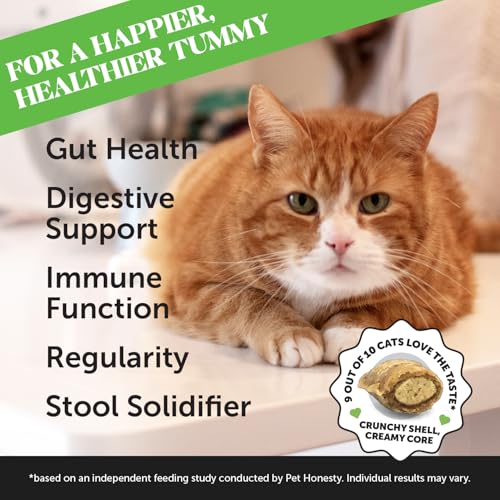 Image of Cat Probiotics Crunchy Creamy Chews for Digestive Health - Cat Constipation + Occasional Diarrhea Relief - Daily Probiotics for Cats with Prebiotics Fiber Gut Flora Sensitive Stomach (90-Day Supply)