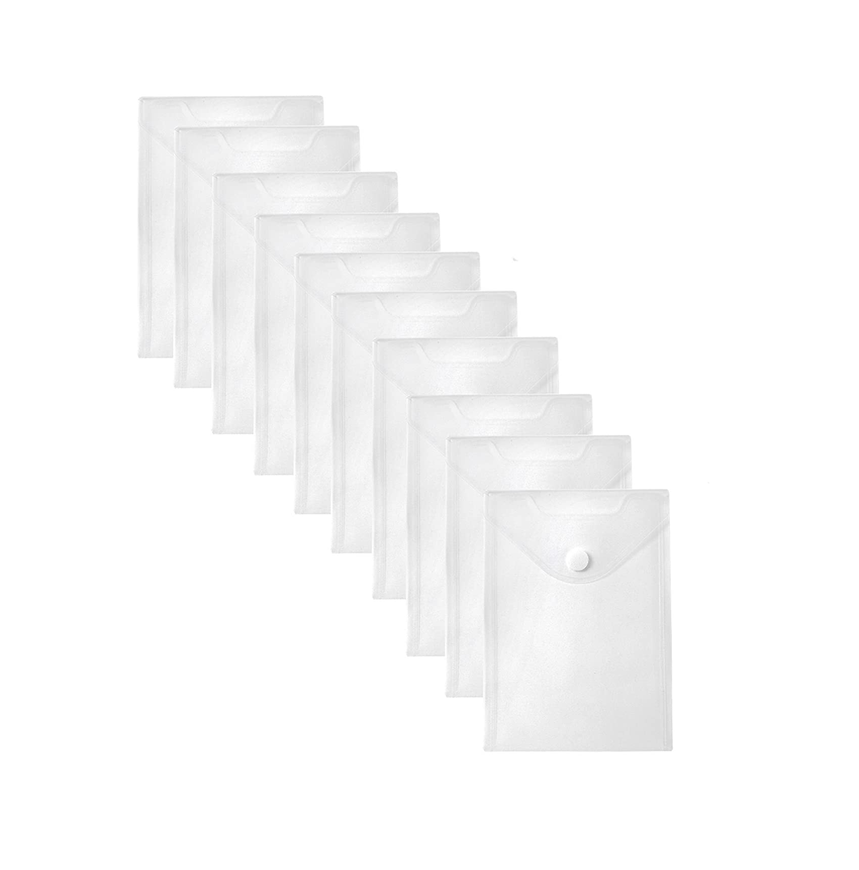 YESSART 7x9 Clear Plastic Envelopes Hook Loop Closure Receipt Stickers Storage Holder 10 Pack