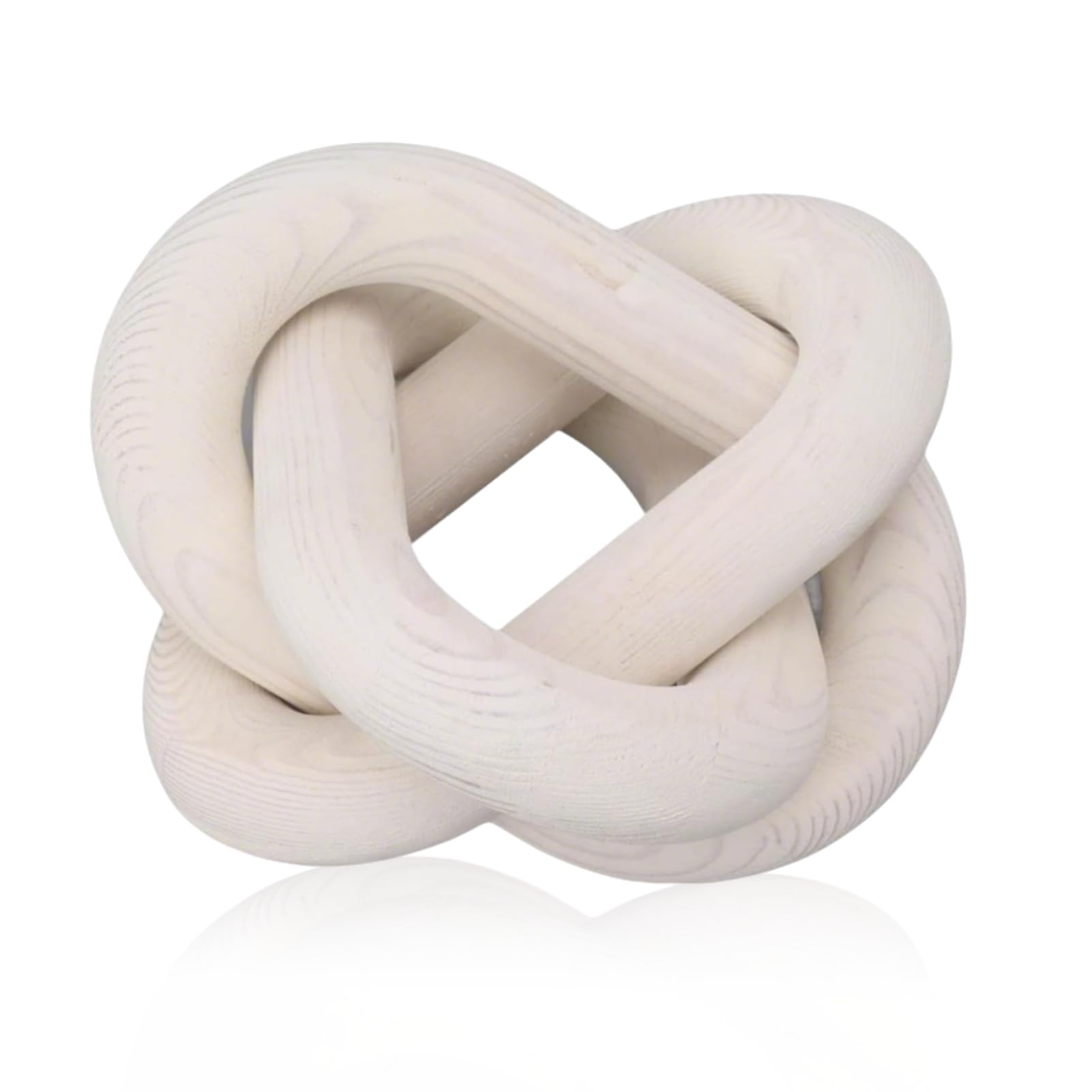 Tomedny Link Wood Knot Decor, 3 Link Wood Chain Link Coffee Table Decor Boho Chain Decoration Wooden Knot Sculpture for Home Living Room (White)