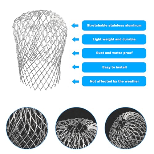 4 STK Fallrohrschutz Dachrinnenschutz, 9cm Aluminium Regenrinnen Laubschutz Regenrohrschutz Schutzgitter, Erweiterbarer Dachrinnensieb Laubschutz Dachrinnenfilter für Dachrohre Laubfanggitter