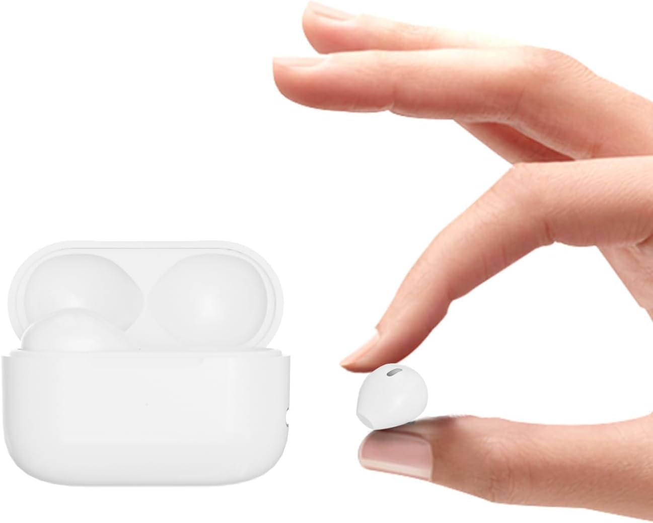 Invisible Tiny Wireless Earbuds Bluetooth Mini Smallest Wireless Earbuds for Side Sleepers Noise Cancelling Invisible Ear Buds for Sleeping Comfort Mini Sleep Hidden Headphones for Work White