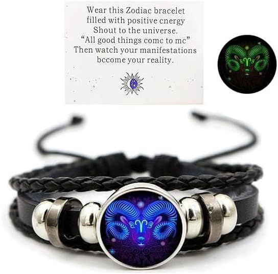Gleym Bracelet, Zodiac Signs Spirit Bracelet, Multilayer Adjustable 12 Constellation Zodiac PU Leather Bracelet, Gleym Manifestation Bracelet Jewelry Gifts for Women and Man