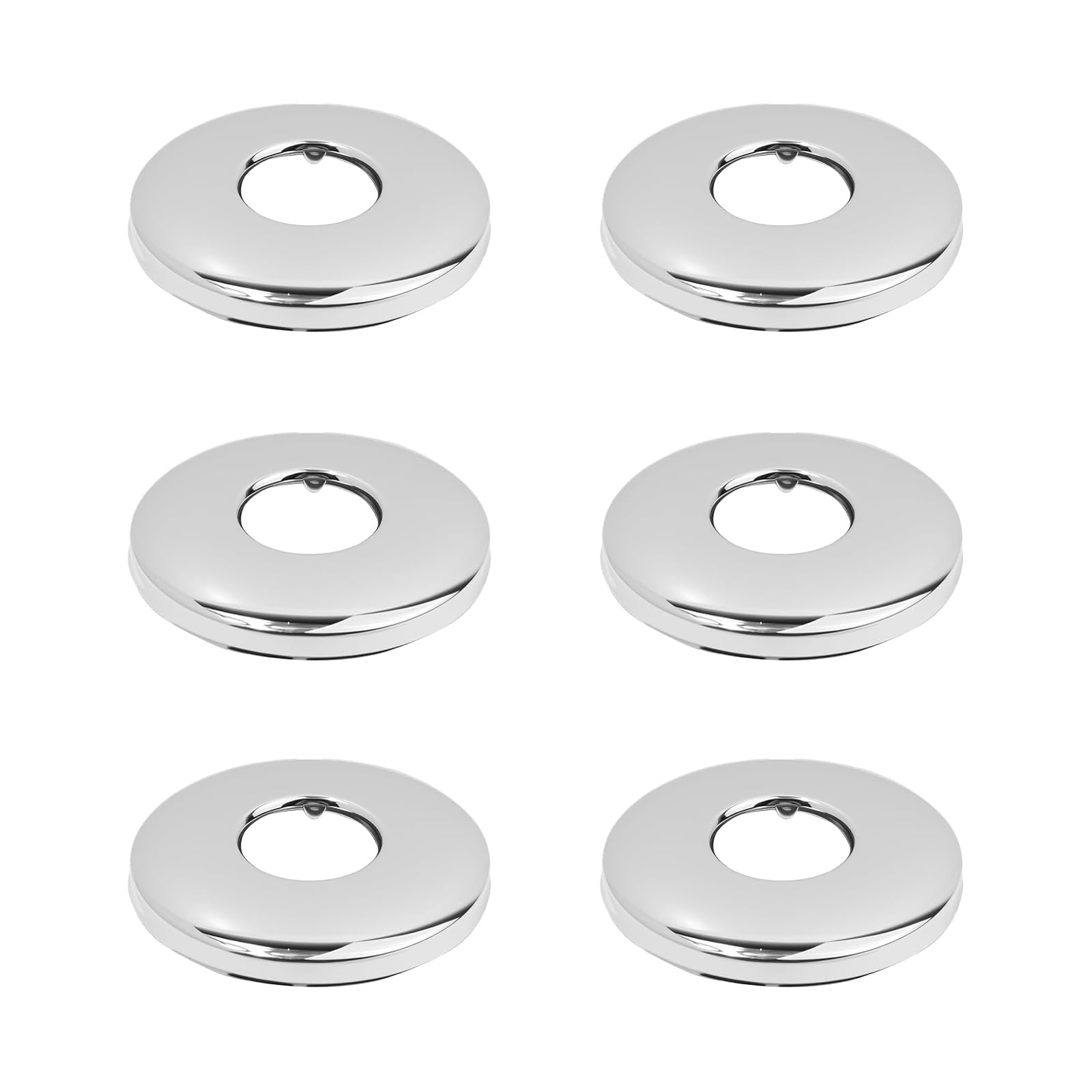 PIGIAOKA 6Pcs Chrome Tap Shower Pipe Cover Plate G3/4, Stainless Steel Pipe Covers 26mm, Tap Cover Collar for Decorative Pipe Wall Holes, Kitchens and Bathroom Sink & Basin Tap Concealer Cover
