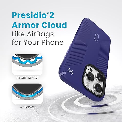 Speck iPhone 15 Pro Max Case - ClickLock No-Slip Interlock, Built for MagSafe, Drop Protection Grip - Soft Touch 6.7 Inch Phone Case - Presidio2 Grip Future Blue/Purple Ink/Sky Purple - image 5