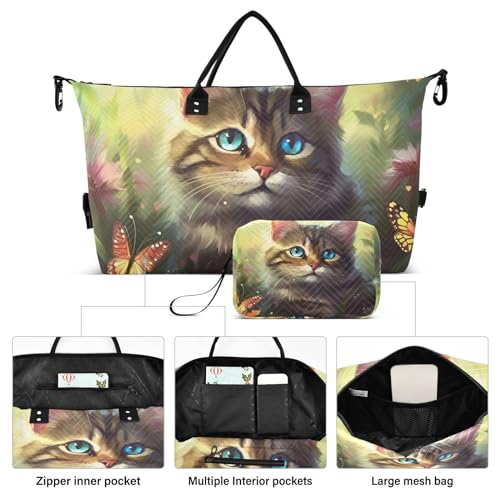 Large Travel Duffel Bag, Hi_01713229951871_ Sports Tote Gym Bag, Shoulder Weekender Overnight Bag for Women Men, Carry On Luggage with Toiletry Bags2