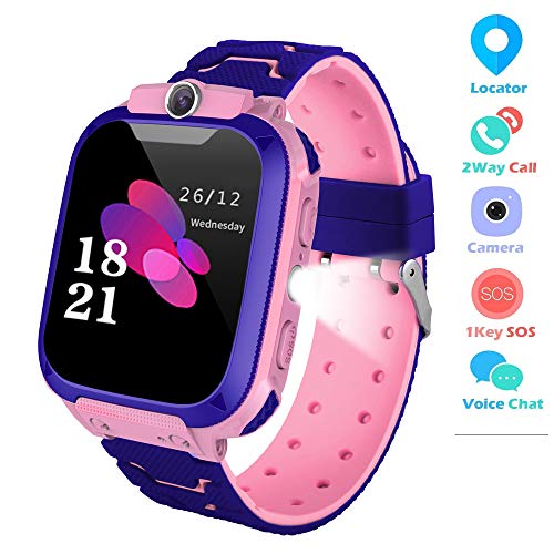 Kids Smart Watch, LBS/GPS Tracker SOS Camera Voice Chat Touch Screen Games Alarm