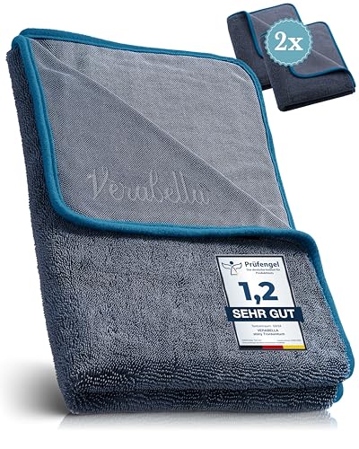 Verabella 2er Set Trockentuch Dusche 60x40cm zur effektiven Reinigung für Bad & Dusche - Badezimmer Mikrofasertuch extrem saugstark & maschinenwaschbar - Microfaser Putztuch Duschkabinen Tuch