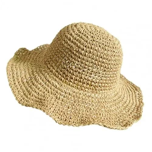 Chapeaux de soleil en paille tressée haut de gamme à large bord pour femme