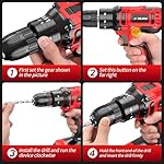 20V Cordless Drill, Electric Power Drill Set with Battery Charger, 3/8” Keyless Chuck, 2 Variable Speed, 18+3 Torque, 72pcs Driver Bits and Belt Hook, Red - Image 5