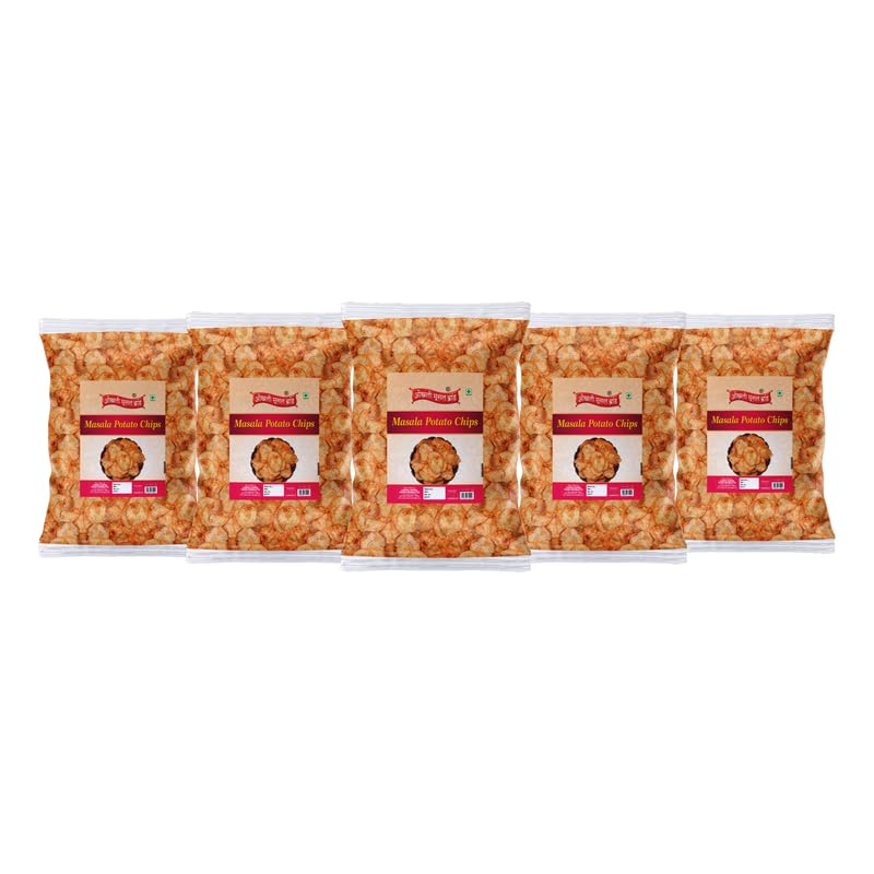 Image of OKHLI MUSAL BRAND Chilli Potato Chips | Aloo Chips Low Fat Masala | Sliced Potato Chips | Party Snacks | Evening Snacks Masala PATTA Wafer /Chips Potato Wafer Party Crunchy Munchy Snack-900g*5Pack