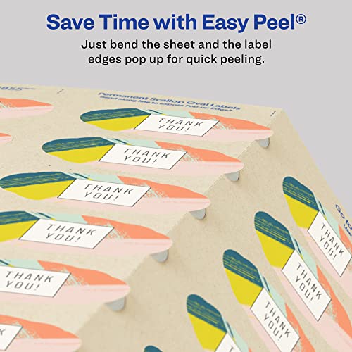 Avery Scallop Oval Labels For Laser & Inkjet Printers, 2-1/4" X 1-1/8", 525 Kraft Brown Labels (22855) #TOP3