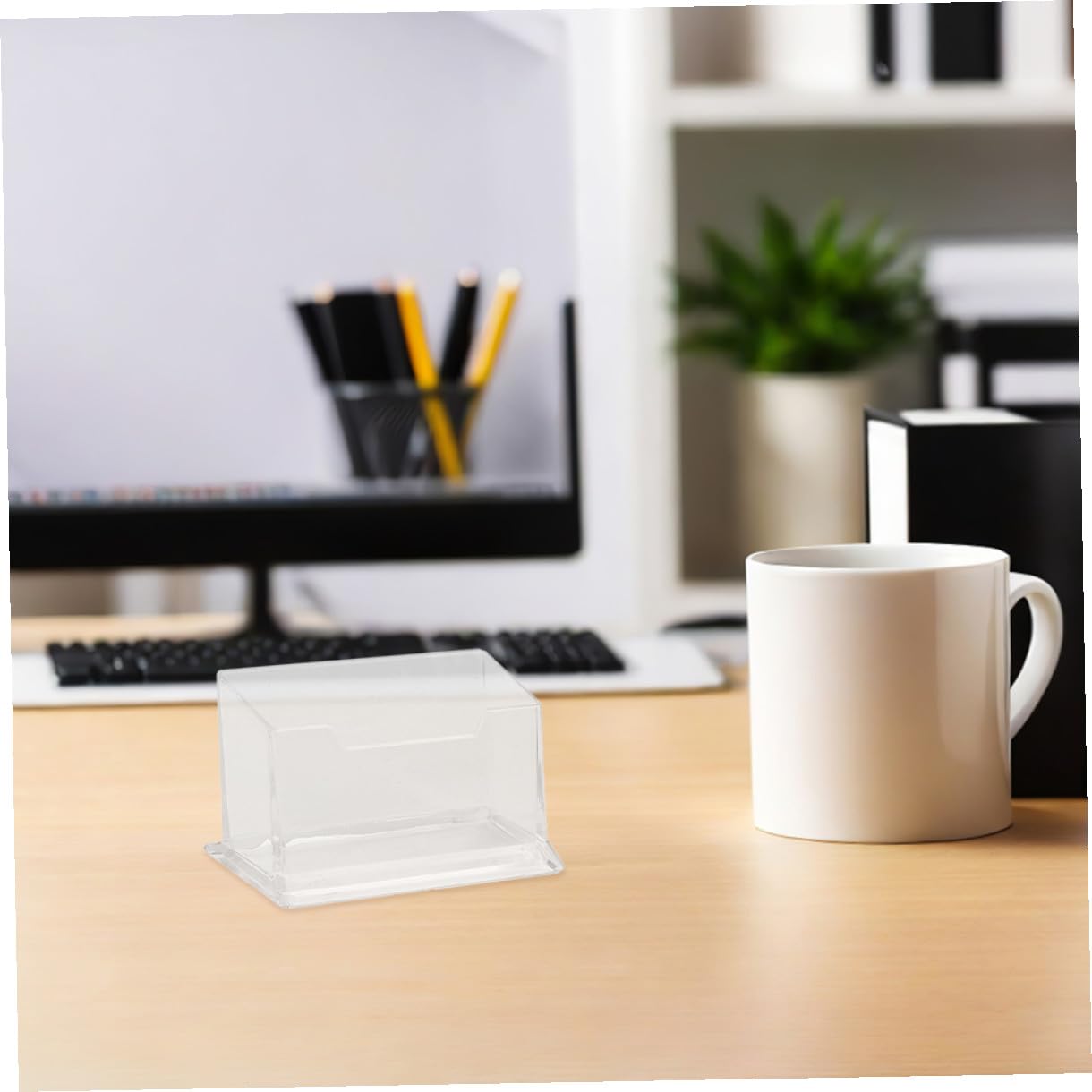 Vitrina para Tarjetas de Visita Transparente Abs 10 Piezas | Minimalista, Mantenimiento Sencillo, para Reuniones y Espacios Profesionales