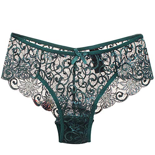 ypypiaol Calzoncillos De Verano De Encaje Suave Para Mujer Ropa Interior Transparente Calzoncillos Bragas Sexy Verde oscuro LNone