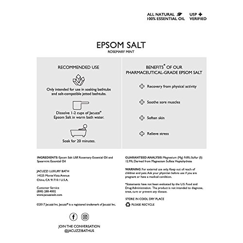 Jacuzzi Sa14000 Epsom Bath Salt, 2.2 Lb, Rosemary Mint #TOP1