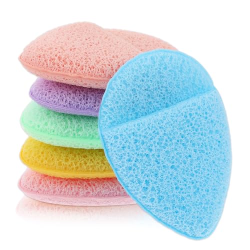 6 esponjas faciales para limpieza y exfoliación, esponjas faciales para lavar la cara, esponjas, coloridas, reutilizables, desmaquillantes, almohadillas exfoliantes para limpieza diaria