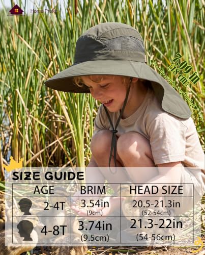 Image of Home Prefer UPF50 Wide Brim Kids Sun Hat Neck Flap Boys Girls Sun Protection Hat for Beach Fishing