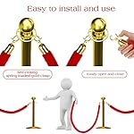 Nuogo 6 Pcs Velvet Stanchion Rope Red Carpet Party Decorations 5ft Crowd Control Velvet Ropes Safety Barrier with Gold Hook for Event Movie Theaters Grand Opening Hotel Christmas Party Supplies - Image 4