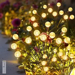 Epyz Solar Light Outdoor Waterproof Solar CrystalBall Firefly Lights Solar Garden Decorative Lights 2 Lighting Mode [ CrystalBall 6 LED, Warm Yellow ]