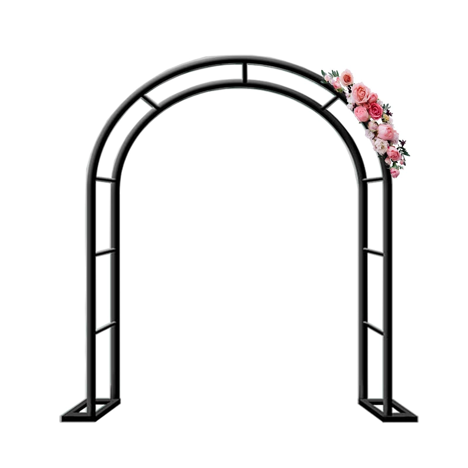 Wide Garden Arch, Large Outdoor Arches, Wedding Rose Arch, Garden Arches Metal Strong for Climbing Plants,Trellis Arched Support Arches, W120/140/180cm, H200/220/230cm(Black,W6.5FT H7.5FT)