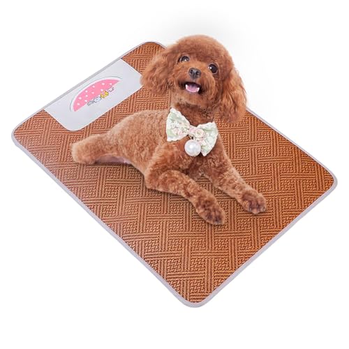 猫の冷却マット、耐摩耗性のラタン犬冷却パッド、15.75x11.81x0.39インチ 快適な夏のペット屋内、ベッド、犬小屋、ケージ、車、犬用ベッド用クールマット 屋外用ペット用クールマット 猫用クールマット 車用キャットパッド ペット用ラタンスリーピングパ