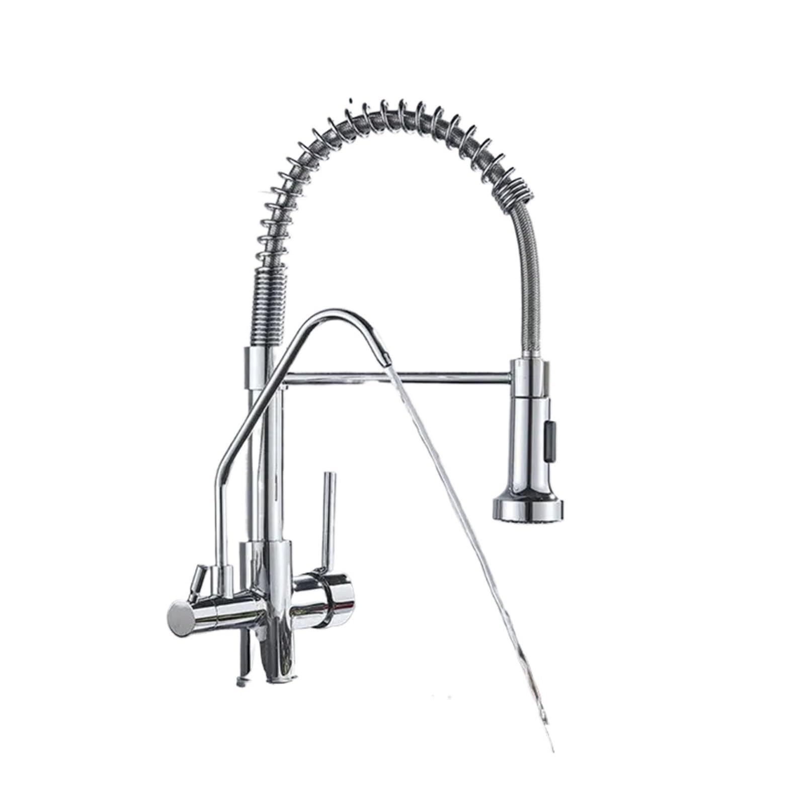 ZYCHSJXA Kitchen Purified Filtration Faucet Handle hot and Cold Drinking Water PullOut countertop Mounted Mixer Purification Faucet(Nickel A)