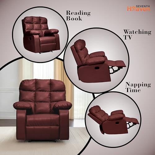 Image of Lumina 1 Seater Recliner | Single Sofa Chair for Living Room Comfort | Ergonomic Design (Leatherette - Brown)