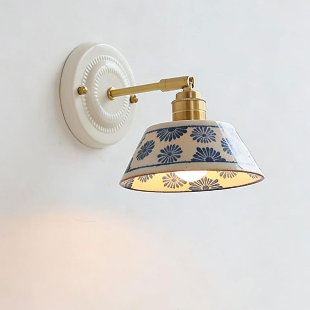 SSBHDM E26 Light Source Ceramic Wall Light, Medieval Modern Style Wall Sconce, Hardwired Indoor Wall Lamp, Restaurant Living Room Bedroom Wall Mounted Lighting Fixtures
