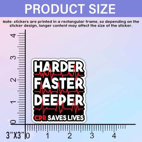 Image of SODAVA (3Pcs, 3x3 Inch) CPR Saves Lives Sticker - Harder Faster Deeper Vinyl Decal for EMT Nurse Paramedic First Responder - Waterproof Medical Awareness Sticker for Laptop Water Bottle Gear