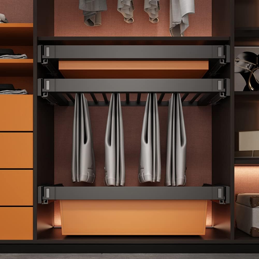 ワードローブ用スライドパンツオーガナイザー、格納式パンツハンガー17.7-23.6インチ/23.6-33.5インチ/33.5-47.