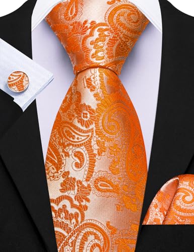 Image of Barry.Wang Men 6PCS Tie Silk Gift Necktie Clip Woven Tie Sets Party | Men Tie Classic Silk Gift Necktie With Tie Clip Jacquard Woven Neck Ties 6PCS Formal Wedding