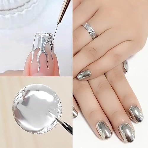 Miniatura 6 de Gel de uñas de pintura metálica, esmalte de uñas de gel pintado plateado y dorado, esmalte de uñas de espejo 3D gel de pintura de metal para uñas,