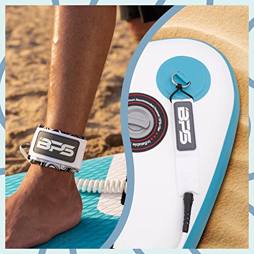 Bps 'Storm' Premium Coiled Sup Leash - 10Ft Leash With Triple Rail Savers And Double Swivels (Koru White) #TOP5