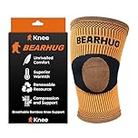 Bearhug Bamboo Knee Support For Women and Men - Compression Sleeve Knee Brace for Running, Walking, Weight Lifting & Skiing - Knee Sleeves Braces to Aid Arthritis Pain Relief, L