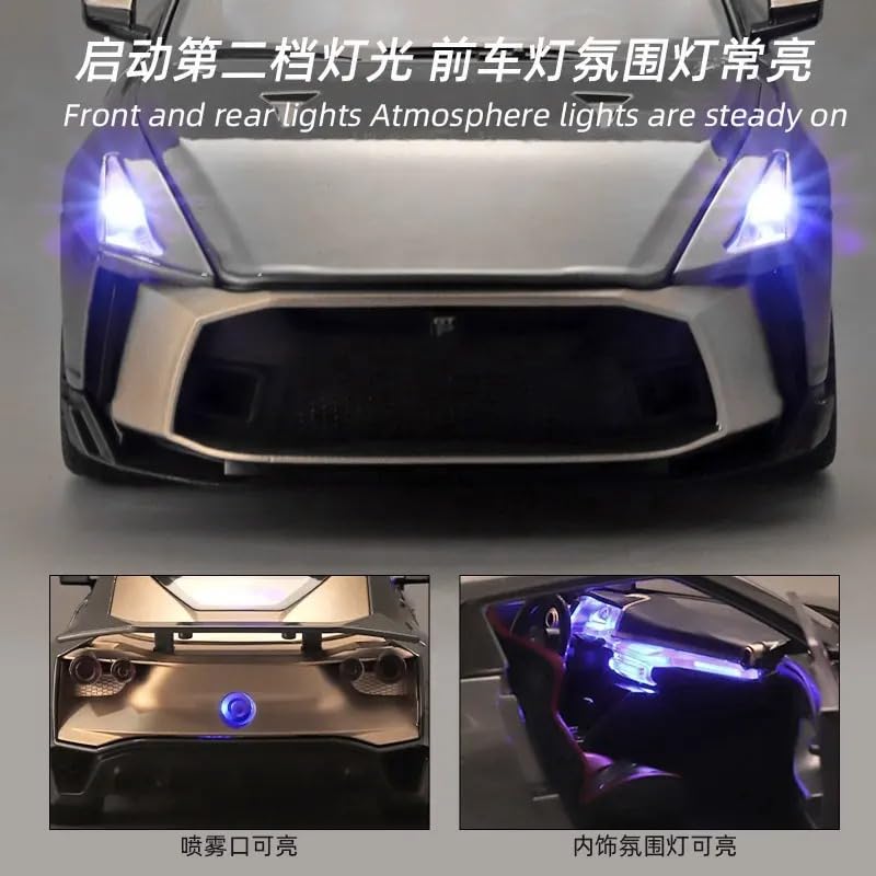 Image of Scale Exclusive Alloy Metal Pull Back | Die-cast Car Model with Sound Light Mini Auto Toy for Kids Metal Model Toy Car with Sound and Light (1.24 Scale -NIS-SAN GT-R50-BLUE)