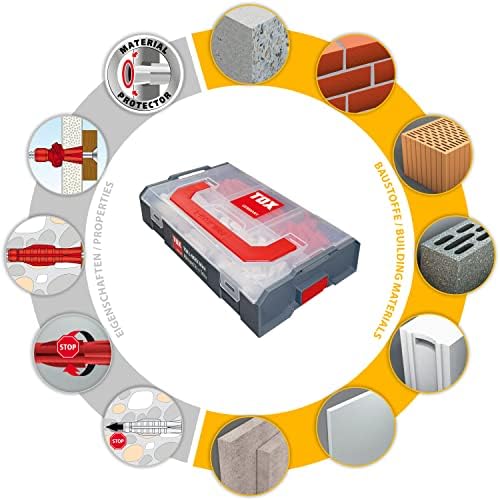 TOX L-BOXX Mini zestaw kołków Tri + Trika, 200 sztuk z kołkami wielofunkcyjnymi Tri + Trika o różnych rozmiarach do mocowania w prawie wszystkich materiałach budowlanych, 094900301