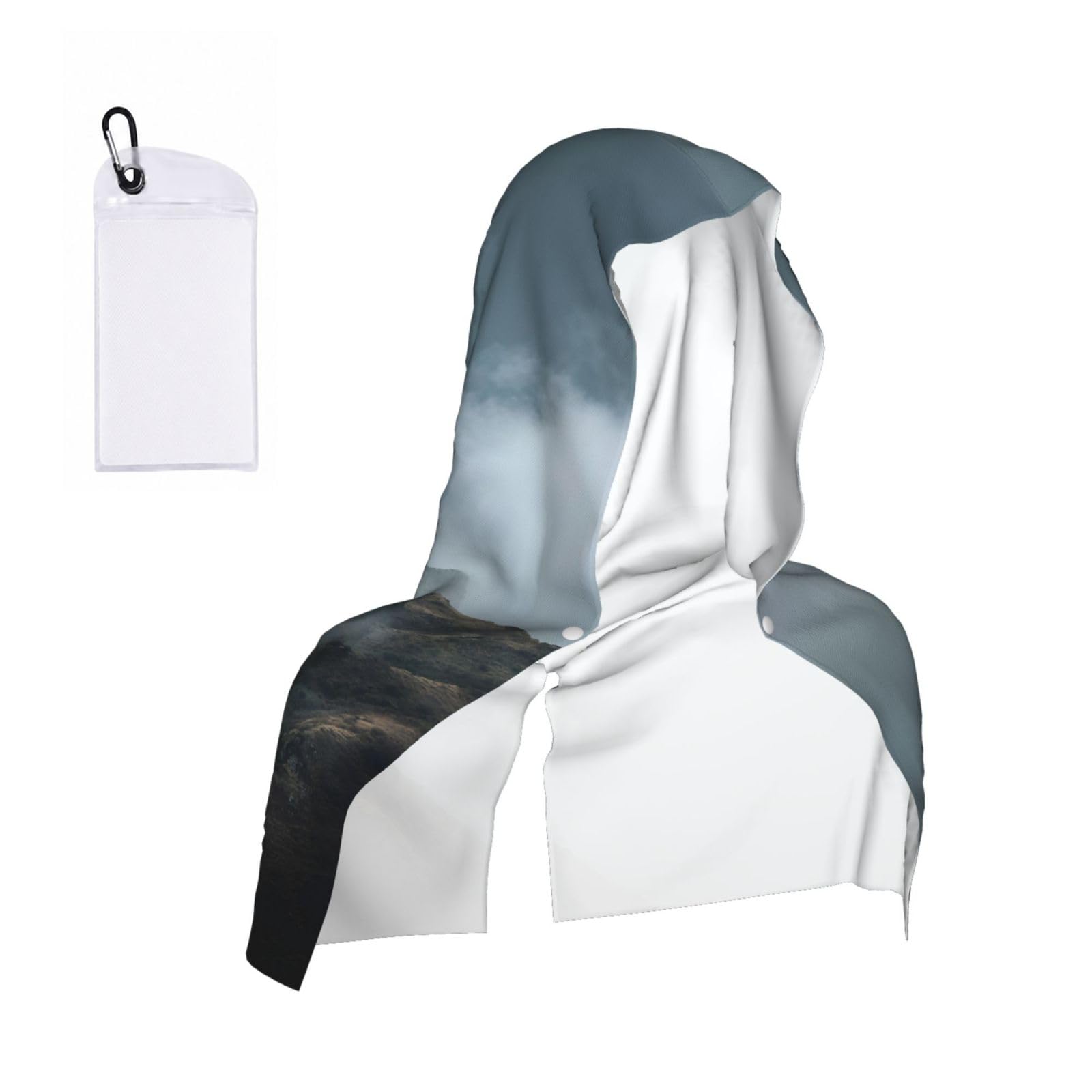 WXWJSHMGC Cloud And Mist Print Cooling Hoodie Towel, Cooling Towels For Neck And Face Sun Protection Instant Cool Hoodie(Sport/Camping/Work Out/Hot Weather)