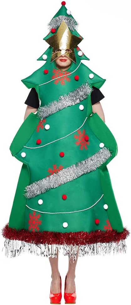 Adult Christmas Tree Costume Funny Xmas Party Women Dress