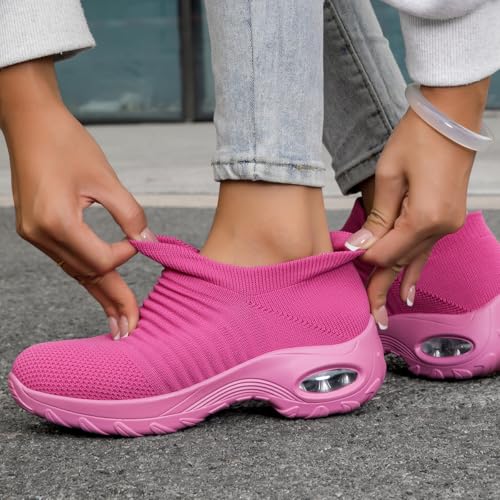 Image of Non Slip Work Shoes Women, Slip On Sneakers Women,Work Shoes Walking Gym Nurse Mesh Casual Fashion Sneakers Comfort Breathable Lightweight