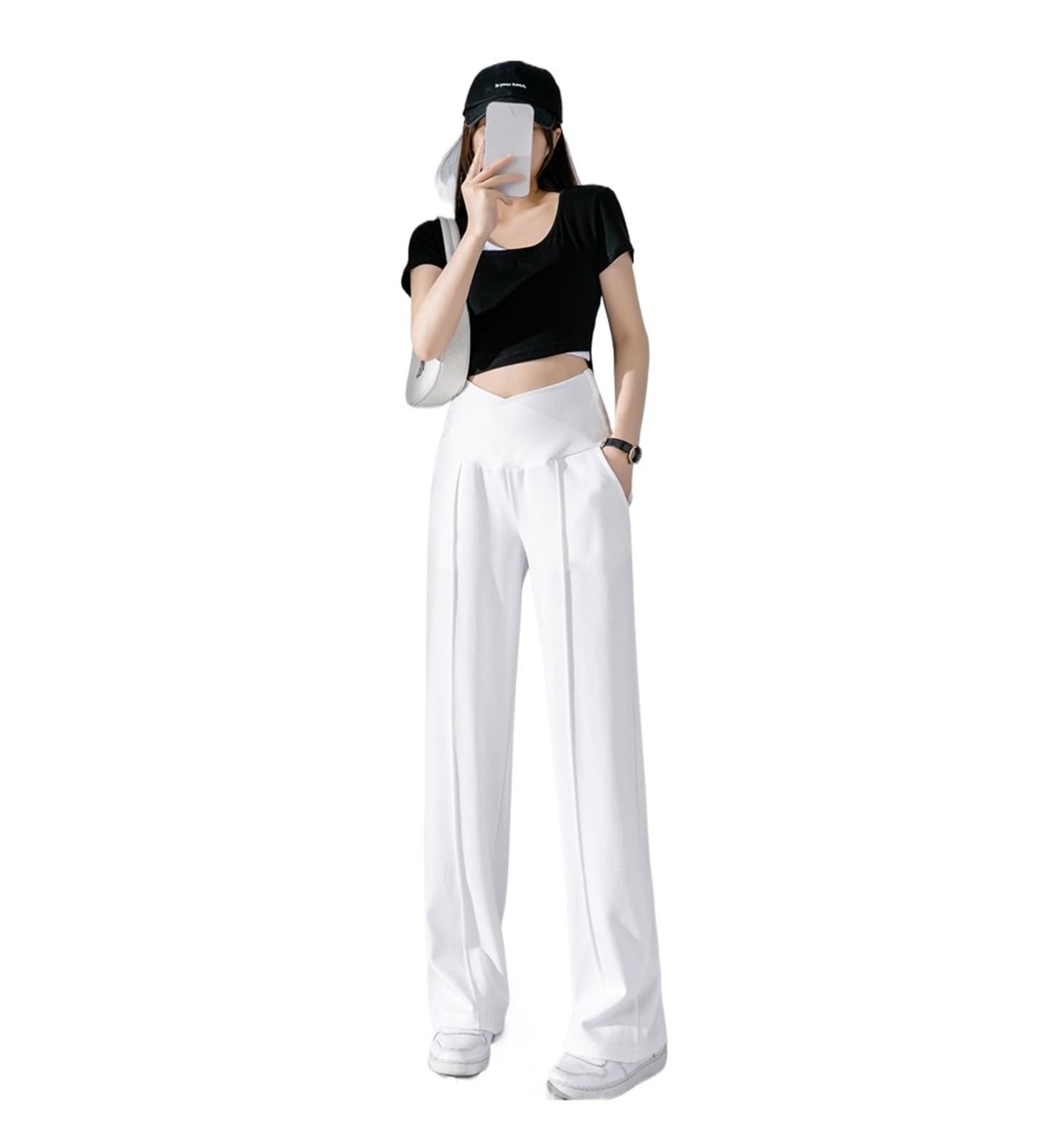 Sommer Dünne Kühle Mutterschaft Gerade Hosen Niedrige Taille for Schwangere Breite Bein Lose Schwangerschaft Hosen(White,XXL)