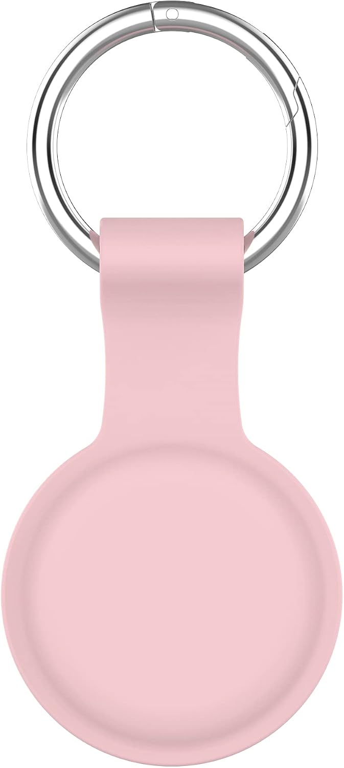 AWINNER Compatible for AirTag Case Keychain,Silicone Protective case Secure Holder with Key Ring (Pink)