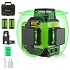 Livella Laser Autolivellante 3x360°, Huepar Livello Laser Verde 12 Linee 3D Livelle Laser con Modalità Impulso per costruzioni esterne, Batteria al Litio Ricaricabile USB, Base magnetico includere