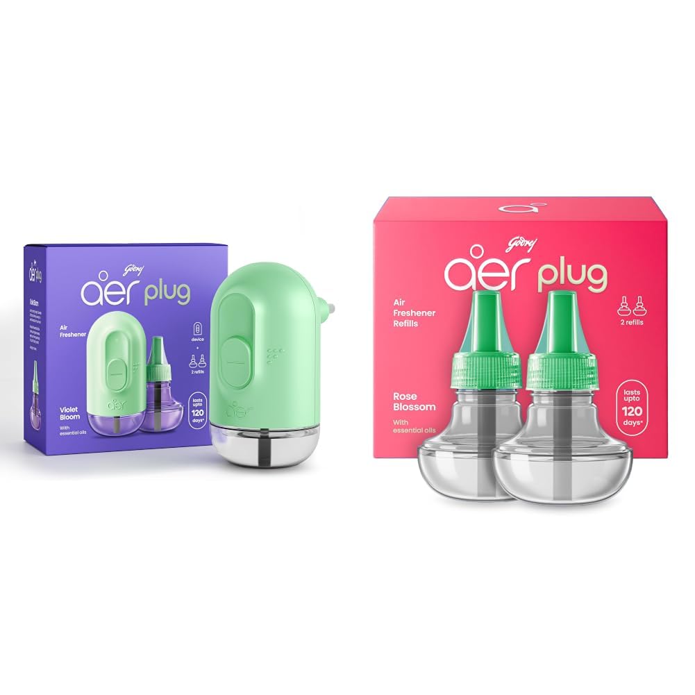 Godrej aer Plug Electric Air Freshener (Machine + 2 Refills (25ml each) | Violet Bloom | Lasts up to 120 days & Plug Electric Air Freshener 2 Refills (20ml each) | Rose Blossom | Lasts up to 120 days-image-11