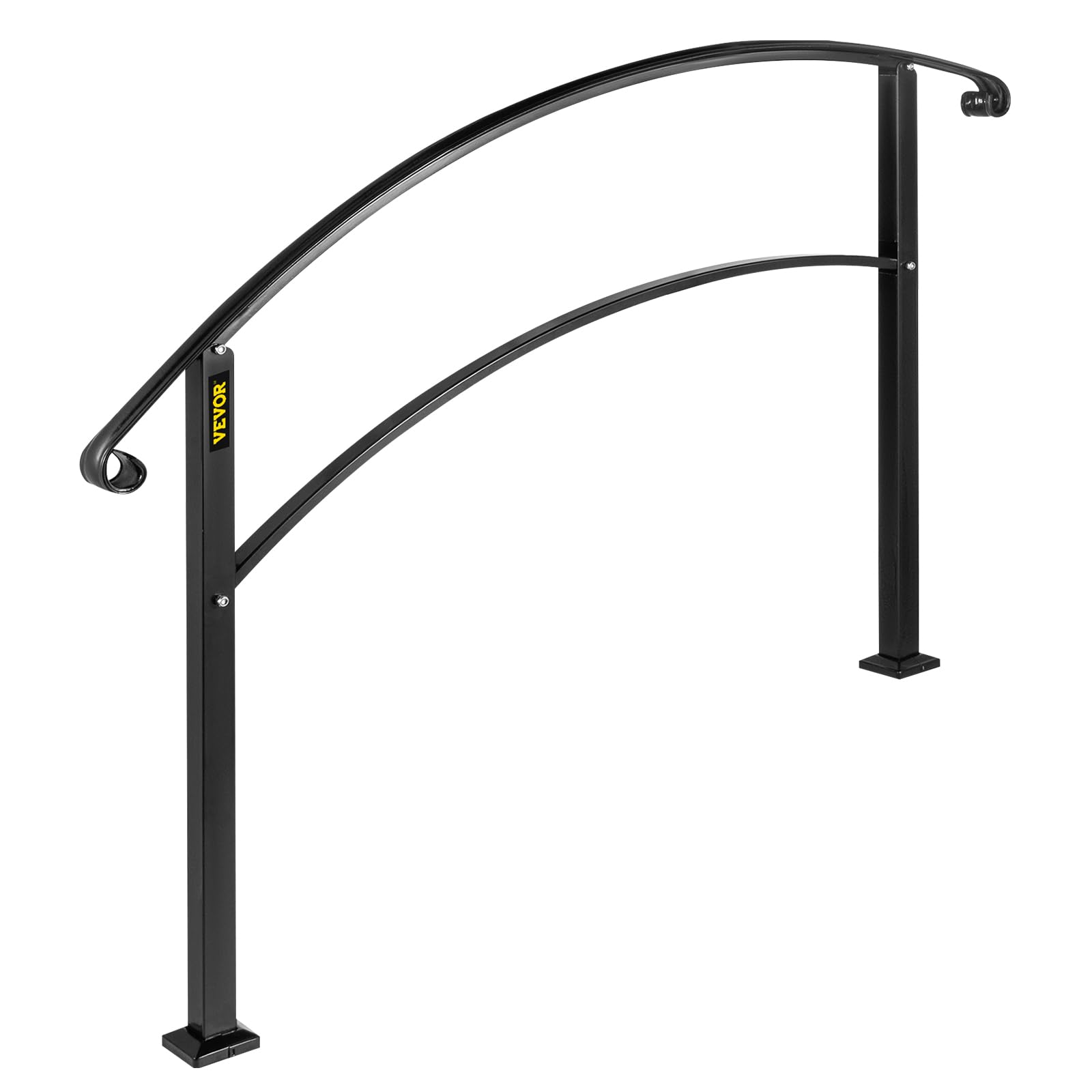 Happybuy Rampe d’escalier Main courante de Transition pour 3 marches noir