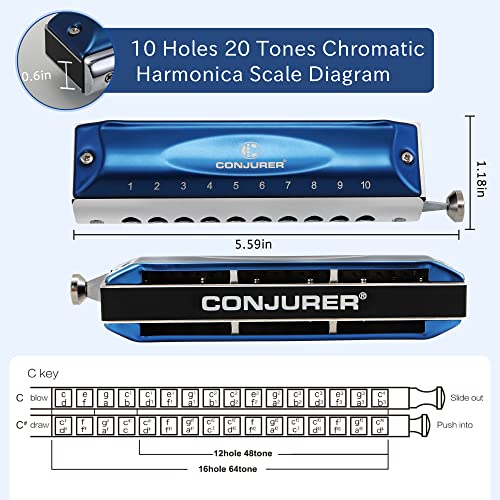 CONJURER Blues Harmonica diatonique 10 trous 40 mélodies en C pour débutant, adulte, enfant, professionnel, étudiants… - Les Beatles, Paul McCartney, John Lennon, RIngo Starr, George Harrison CONJURER Blues Harmonica diatonique 10 trous 40 mélodies en C pour débutant, adulte, enfant, professionnel, étudiants… – Image 4