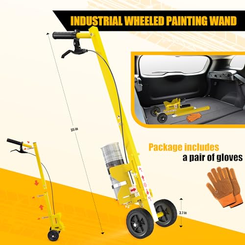 2395000 striping line painting wand industrial two-wheel striping spray paint wand for line paint stripe ground compatible with inverted striping paint yellowt-tip nozzle