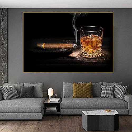 Peintures toile moderne bière cigarette pour ambiance bistrot chic salon