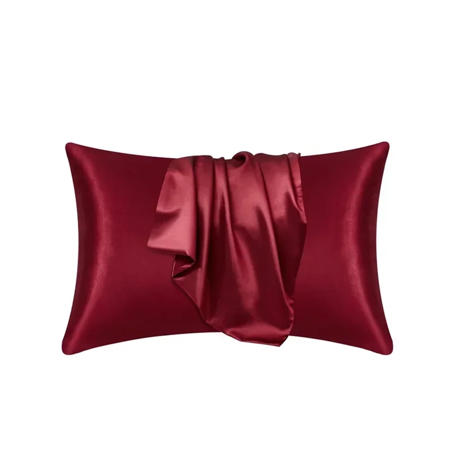 Silky Pillow Covers, Silk Pillowcase Hair Skin Bedd Beauty Sleep Multicolor Multi Size(Red,51cmx76cm)