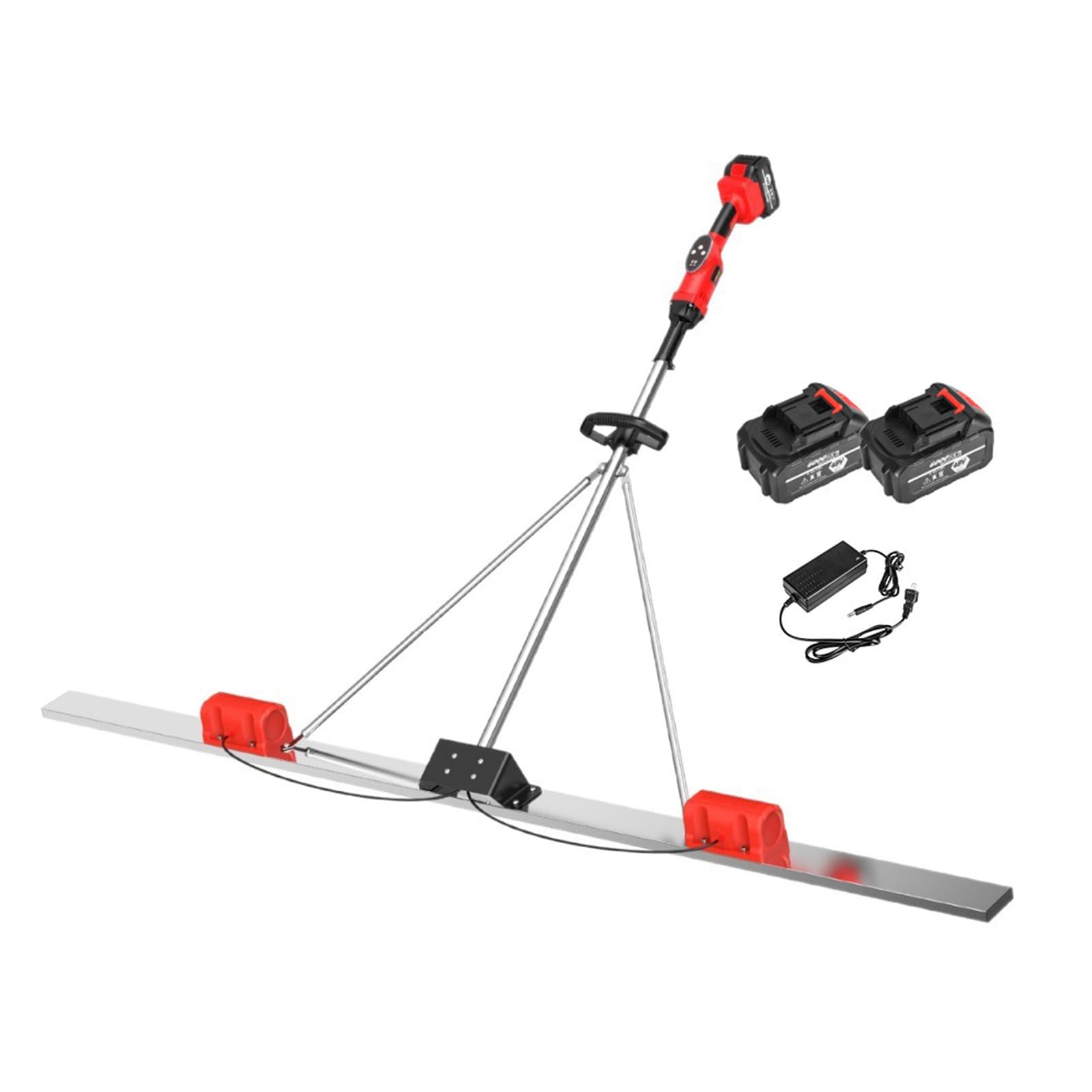 Electric Power Screed，48V Brushless Motor Vibration Tool，9-Speed Frequency Adjustment，1.5m Widened Stainless Steel Board，High-Density Cement Surface Leveling(1.8m)