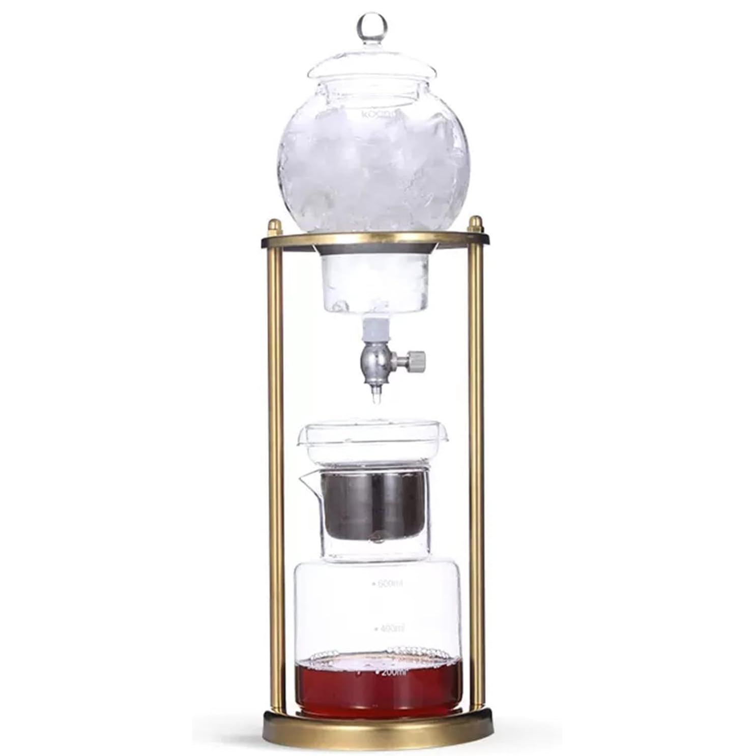 Cold Brew Drip Tower Kaffeemaschine – 600 ml Fassungsvermögen, Edelstahlgestell, verstellbarer Tropfer