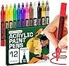 ARTISTRO 12 Medium Tip Acrylic Paint Markers - Easy for All Ages & Levels Paint Pens for Fabric, Rock, Glass, DIY - Halloween Pumpkin Painting Kit, Art Supplies, Christmas Gift